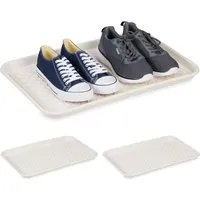 Relaxdays 3er Set Schuhabtropfschale 60 x 40 cm Weiß - Praktisches 3er Set Schuhabtropfschalen aus robustem Kunststoff. Ideal zum Trocknen nasser Schuhe und Auffangen von Schmutz. Pflegeleicht und vielseitig einsetzbar, auch zur Lagerung im Schrank geeignet.