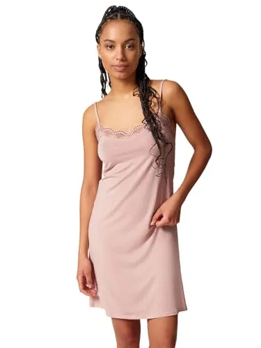 Skiny Damen Spaghettisleepshirt Night In Mix & Match 082614 Gr. 40 - Rose Smoke - Bequemes Sleepshirt mit V-Ausschnitt und verstellbaren Trägern, aus softem TENCEL™ Modal für angenehmes Tragegefühl, ideal für entspannte Nächte.