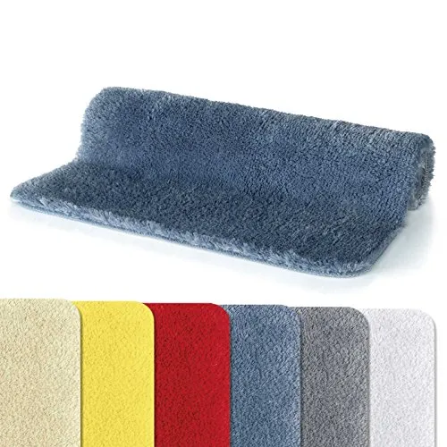 Spirella Badteppich Fino Supersoft 40x60 cm – Blau - Badematte mit weichem Hochflor für angenehmes Barfußlaufen. Waschbar und rutschfest, ideal für alle Räume und sorgt für eine gemütliche Atmosphäre.