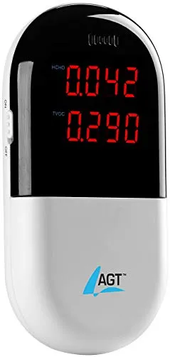 AGT Raumluft-Messgerät für HCHO & flüchtige organische Verbindungen (TVOC) - Elektrische Messgeräte zur genauen Messung von Formaldehyd und flüchtigen organischen Verbindungen, ideal für ein gesundes Raumklima.
