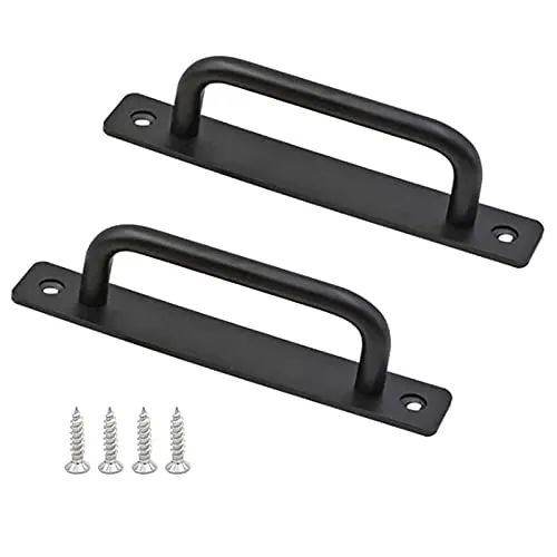 Scheunentor Griff, 2 Stück Schiebetür Griff Schwarz Matt, Hochleistungs Schiebetür Handgriff, Schranktürgriffe Küchengriffe Eisenware Türgriff mit Schrauben für Scheunentore, Schiebetüren, Garagentore