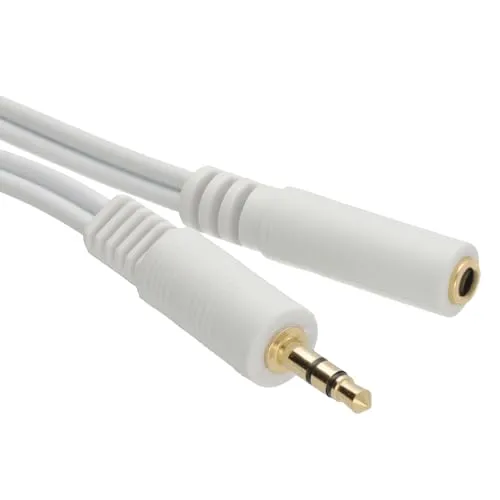 kenable Weiß 3,5 mm Stereo Klinkenstecker Buchse Zum 3,5 mm Stecker Kopfhörer Verlängerung Kabel Vergoldeten 3 m [3 Meter/3m]