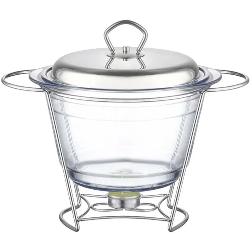 Ambition Hitzebeständiges Glasgefäß 4 l - Transparent - Schalen & Schüsseln, hitzebeständig bis +300°C, ideal für Ofen und Kühlschrank, inklusive Stövchen für die perfekte Serviertemperatur.