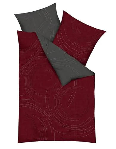 JACK by Kaeppel Fein Biber Wende Bettwäsche 2 TLG. Jaro Rubin Bordeaux - Bettwäsche-Set mit frischem Design und Reißverschluss, aus 100% Baumwolle für hohen Schlafkomfort und Pflegeleichtigkeit, ideal für jedes Schlafzimmer.