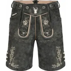 PAULGOS Herren Trachten Lederhose Kurz HK3 - Echtes Leder in 3 Farben - Lederhosen, aus 100% echtem Leder mit aufwendiger 3D-Stickerei und traditionellem Design, ideal für Volksfeste und besondere Anlässe. Inklusive längenverstellbaren Hosenträgern für perfekten Sitz.
