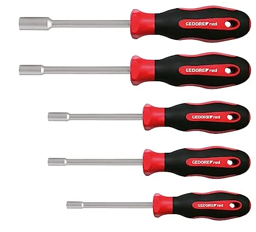 Gedore RED R38502005 Steckschlüsselsatz - Werkzeug-Set aus Chrom-Vanadium-Stahl mit handschonendem 2-Komponenten-Griff für optimale Kraftübertragung, ideal für Profis und Heimwerker.