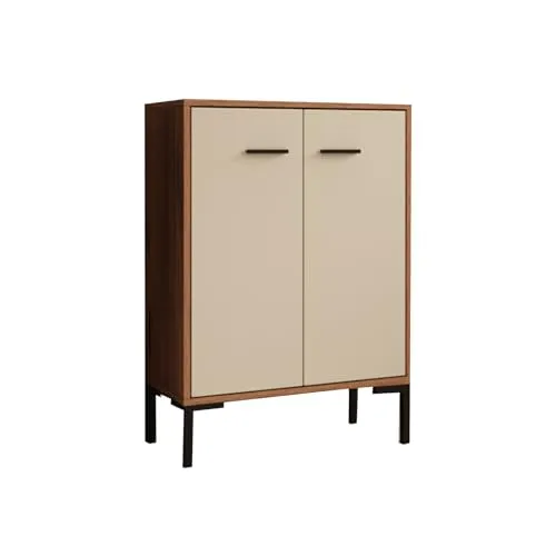 MB Muebles Bonitos | Sideboard Wohnzimmer möbel | Aufbewahrungsschrank | Kleiner Schränk | Breite 60 x Höhe 84 x Tiefe 30 cm | Modern | Farbe Walnuss und Beige | Lander L15