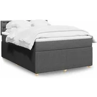 vidaXL Boxspringbett Dunkelgrau 140x200 cm mit LED - Stilvolles Boxspringbett mit Taschenfederkernmatratze für optimalen Schlafkomfort. Inklusive anpassbarer LED-Beleuchtung für ein individuelles Ambiente. Ideal für erholsame Nächte!