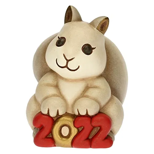THUN - Eichhörnchen Frohes Jahr 2022 - Keramik - Weihnachtslinie - Leben, Haus eingerichtet - 6 x 6,5 x 7,6 cm h