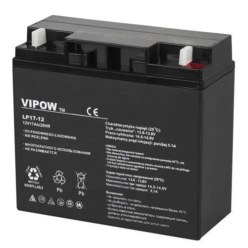 VIPOW Gel Akku 12V 17.0Ah - Elektrowerkzeug-Akkus, leistungsstarker Gel-Akku mit 12V und 17Ah für zuverlässige Energieversorgung und lange Lebensdauer.
