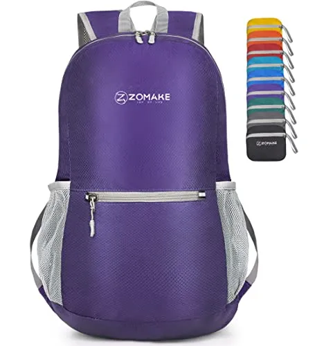 ZOMAKE Ultraleicht Faltbarer Rucksack Packbare Backpacks 20L,Kleiner Faltbar Rucksäcke Wanderrucksack Wasserdicht für Damen Herren Outdoor Wandern(Violett)
