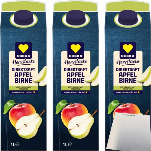 Edeka Herzstücke Direktsaft Apfel Birne 3er Pack 3x1L Packung usy Block