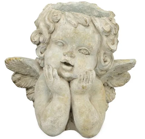 matches21 HOME & HOBBY Blumentopf Engel Grabschmuck Pflanzgefäß Zement creme 26 cm (1 St)