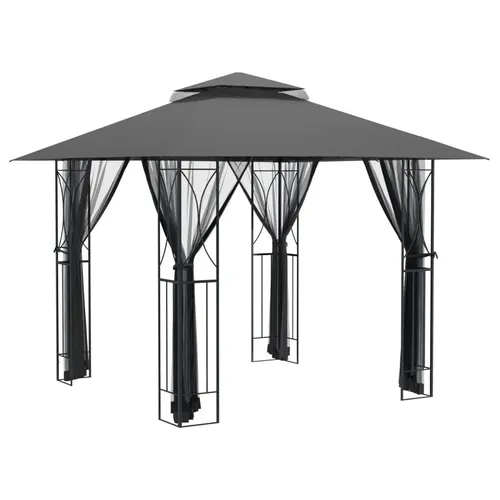 furnicato Pavillon Anthrazit 300x300 cm – Robuste Gartenlösung - Stylischer Pavillon mit stabilem Stahlrahmen für geschützte Stunden im Freien. Ideal für Feiern und entspannte Momente, bietet er optimalen Schutz vor Regen und Sonnenlicht.
