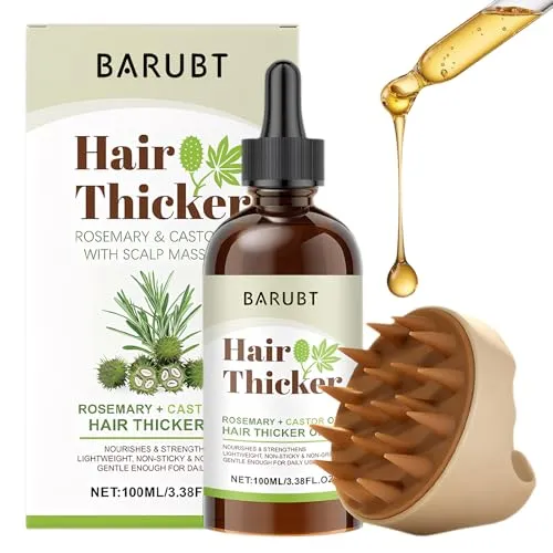 Rosmarin Haaröl, 100ml Rizinusöl Haaröl, Inklusive Kopfhautmassagebürste, Rosmarinöl Haare Wachstum, Kopfhaut Nähren, Geeignet für dünnes, trockenes und geschädigtes Haar