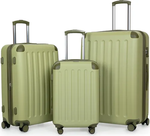 HAUPTSTADTKOFFER - Spree - Kofferset Hartschalen-Koffer Reisekoffer mit Rollen und Erweiterung 3-teiliges Set, TSA, 4 Rollen, Trolleys S M & L,Kiwi