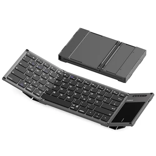 Inateck Faltbare Mini Tastatur mit Touchpad - Multifunktionale Bluetooth-Tastatur für iPadOS, Android und Windows, mit KI-Funktion und integriertem Touchpad für maximale Produktivität unterwegs.