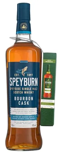 Speyburn Bourbon Cask 700ml + Speyburn 10 Jahre Miniatur 50ml | Single Malt Scotch Whisky | Gereift in amerikanischen Bourbonfässern | Süß, cremig & würzig | 40% vol.