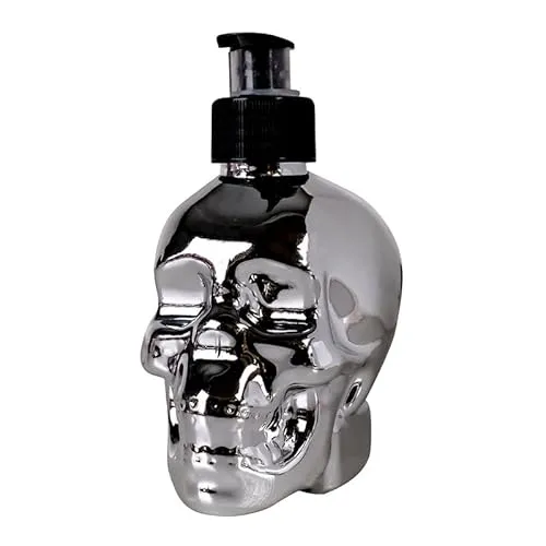 Seifenspender Totenkopf Silber 300 ml - Flüssigseife im Pumpspender, Handseife Skull, Männergeschenk Seife
