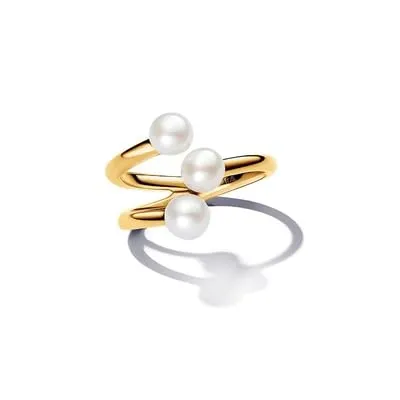 PANDORA Essence Behandelte Süßwasserzuchtperle Offener Ring, Größe 52 - Ringe für Damen, eleganter offener Ring aus Sterling Silber mit einzigartigen Süßwasserzuchtperlen für einen modernen Look.