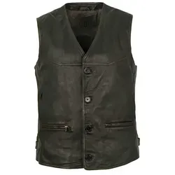 Maddox Lederweste Georgio MADDOX - Herren Lederweste Lammnappa schwarz-beige antik