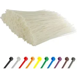 Kabelbinder 300 x 3,6 mm - 1000 Stück UV-beständig - Hochwertige Kabelbinder in Weiß/Naturfarben für zuverlässige Kabelorganisation. Ideal für Heimwerker und Gewerbe, UV-beständig und langlebig. Zugfestigkeit 18,2 kg, perfekt für Außenanwendungen.