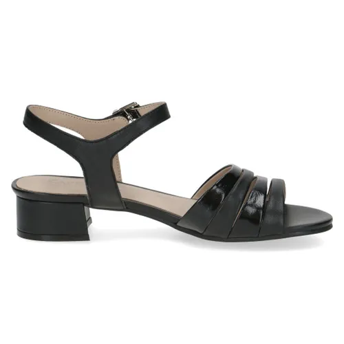 Caprice Sandalette aus echtem Leder schwarz 40 EU - Wanderschuhe aus hochwertigem Glattleder, mit 3 cm Blockabsatz und elegantem Design für stilvolle Outdoor-Aktivitäten.
