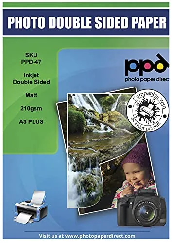 PPD 100 x A3+ Inkjet Fotopapier 210g Beidseitig Bedruckbar Matt/Matt, Ideal für Flyer PPD-47-100