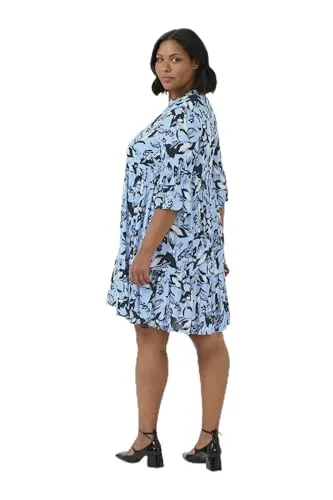 KAFFE CURVE Kleid KCisma 52, Blue Graphic Flower 52