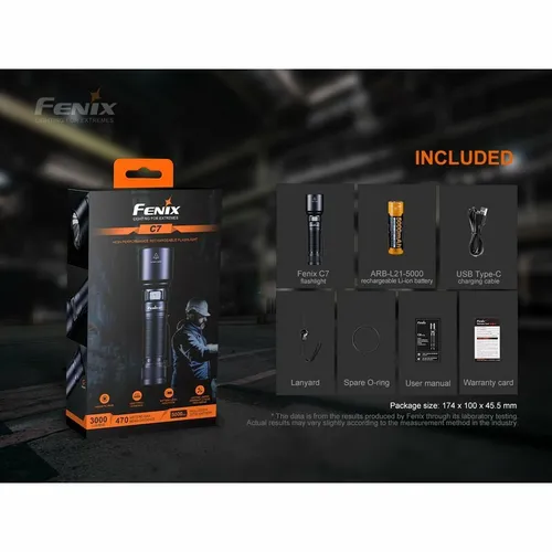 Fenix C7 LED Taschenlampe 3.000 Lumen mit USB Anschluss wiederaufladbar