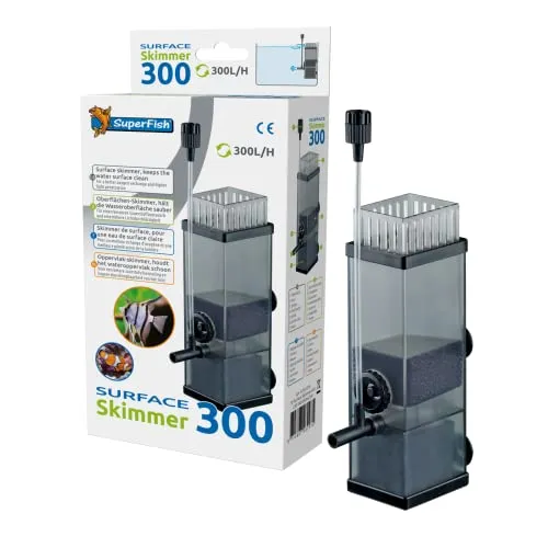 Superfish Oppervlakteskimmer 300-300L/h - Aquarienfilter mit effizienten 300 L/h, ideal für die Pflege von Süß- und Meerwasseraquarien, sorgt für klare Wasseroberflächen.