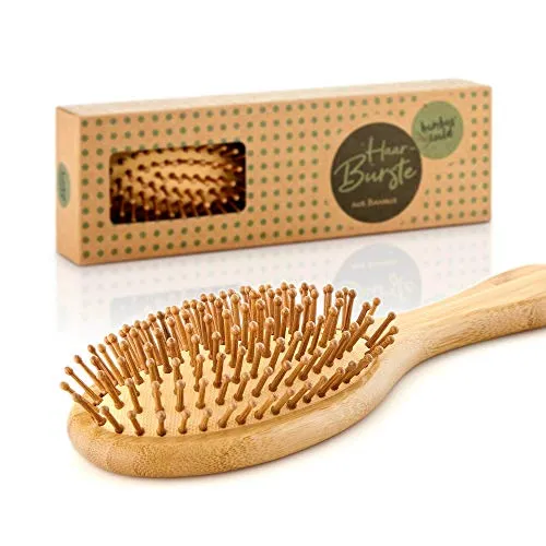 bambuswald© Hair Brush 100% Bambus - antistatische Naturborsten | Bamboo Brush optimale Haarpflege - bambus haarbürste für kräftiges Haar egal ob locken, lang o. kurz - kämmen ohne Haarbruch
