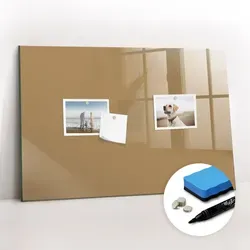 Tulup Magnettafel Beige 60x40 cm – Elegante Magnettafel aus Glas - Praktische Magnettafel für Schule, Büro oder Zuhause. Bruch- und kratzfestes Glas, inklusive 5 starken Neodym-Magneten und 1 Marker. Ideal zur Organisation von Notizen und Erinnerungen.