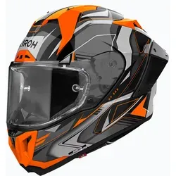 Airoh GP 800 Must Integralhelm - Schwarz/Grau/Orange - M - Motorradhelm mit HPC Carbon-Schale für leichtes Gewicht und hohe Widerstandsfähigkeit. Ausgestattet mit innovativem Belüftungssystem und extra weitem Sichtfeld für maximalen Komfort und Sicherheit.