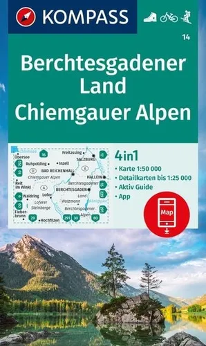 KOMPASS Wanderkarte 14 Berchtesgadener Land, Chiemgauer Alpen 1:50.000 4in1 W...