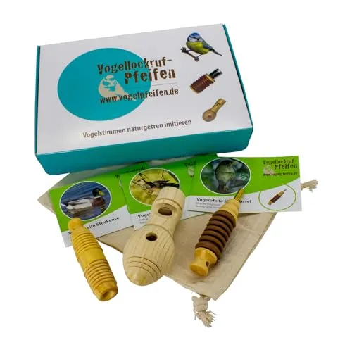 Vogelpfeifen Set No.1 mit 3 Vogelstimmen (Stockente Kuckuck, Singdrossel) die außergewöhnliche Geschenkidee - V201