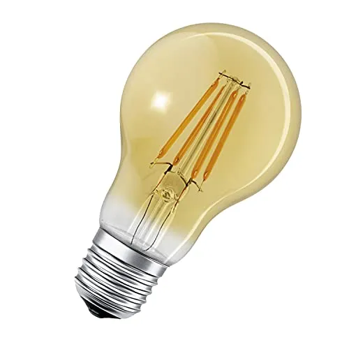 LEDVANCE Smarte LED-Lampe E27, warmweißes Licht, dimmbar, 680 Lumen, goldenes Glas
