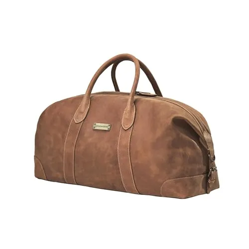 DRAKENSBERG Leder Weekender 'David' (55cm) - Hochwertige Reisetasche aus echtem Büffelleder im Vintage-Design, erweiterbar von 45L auf 60L – ideal für Kurzreisen und Wochenendtrips.