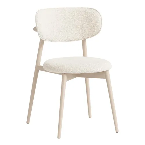 Bequemer Beiger Polsterstuhl für Esszimmer und Küche - Moderner Esszimmerstuhl in Beige mit Holzwerkstoffgestell, ideal für stilvolle Akzente. Maße: 55 x 50 x 80 cm, 2 Jahre Garantie.