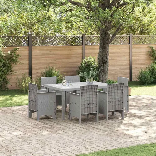 Maison Exclusive Garten Essgruppe 7-teilig Hellgrau Rattan