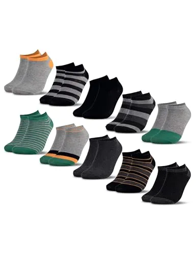 Occulto Jungen & Mädchen Sneaker Socken 10er Pack (Modell: Mikl) Grün Grau 31-34