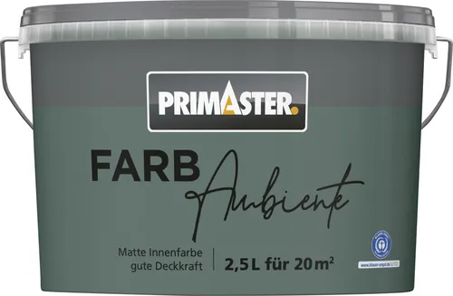 Primaster Farbambiente Wandfarbe matt waldgrün 2,5 L - Hochwertige Wandfarbe in waldgrün, 2,5 L für ein angenehmes Raumklima. Ideal für kreative Projekte im Innenbereich, leicht zu verarbeiten und deckend.