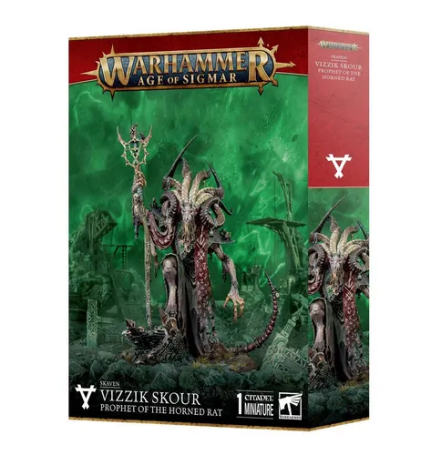 Warhammer Age of Sigmar - Skaven Vizzik Skour PoT Horned Rat - Tabletop Spiele, Bausatz mit 42 Kunststoffteilen für individuelle Miniaturgestaltung, ideal für Sammler und Hobbyisten.