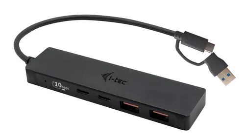 i-Tec C31HUBMETAL2A2C USB Hub - USB Hub mit 2 USB-A und 2 USB-C Anschlüssen, kompaktes Metall-Design für hohe Langlebigkeit und optimale Verbindung.