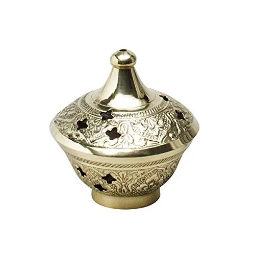 NKLaus Räucherschale Messing mit Gittereinsatz Weihrauchbrenner Weihrauchfass Deko 2199