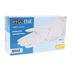 HYGOSTAR® Safe Light Nitrilhandschuhe, puderfrei, weiß 27069 , 1 Karton = 10 Packungen à 100 Stück, Größe S