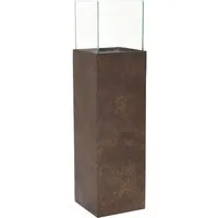 VIVANNO Bodenwindlicht CANDELA - Rechteckig in Braun Seidenmatt - Windlicht aus Alu-Kunststoff-Verbund mit abnehmbarem Glaseinsatz, ideal für kreative Dekorationen und sorgt für eine harmonische Atmosphäre in Innen- und geschützten Außenbereichen.