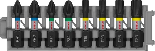 Bosch PRO Impact Mixed Pack, PH1; PH2; PZ1; PZ2; T15; T20; T25; T30, 25 mm, 8-tlg. MixedPack: PH1; PH2; PZ1; PZ2; T15; T20; T25; T30
