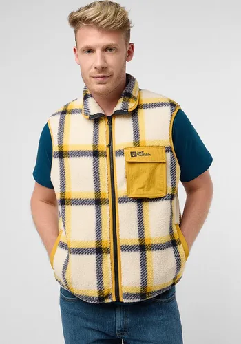 Jack Wolfskin Fleeceweste FELSLICHT CHECK VEST M - Wärmende Herren-Weste in Gelb XL - Herren-Westen, wärmende Fleeceweste aus 100% Polyester, ideal für Outdoor-Aktivitäten, hergestellt unter FAIR WEAR FOUNDATION Standards.
