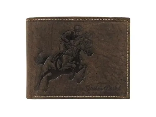 GREEN DEED Geldbörse Herren - Leder Portmonee mit Reiter-Motiv - Herren-Geldbörse aus hochwertigem Nubukleder mit RFID-Schutz und praktischen Fächern für Kreditkarten und Dokumente – ideal als Geschenk für Reiter.